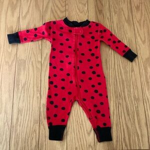 Hanna Andersson Red and Black Polka Dot Kids Pajama Footies